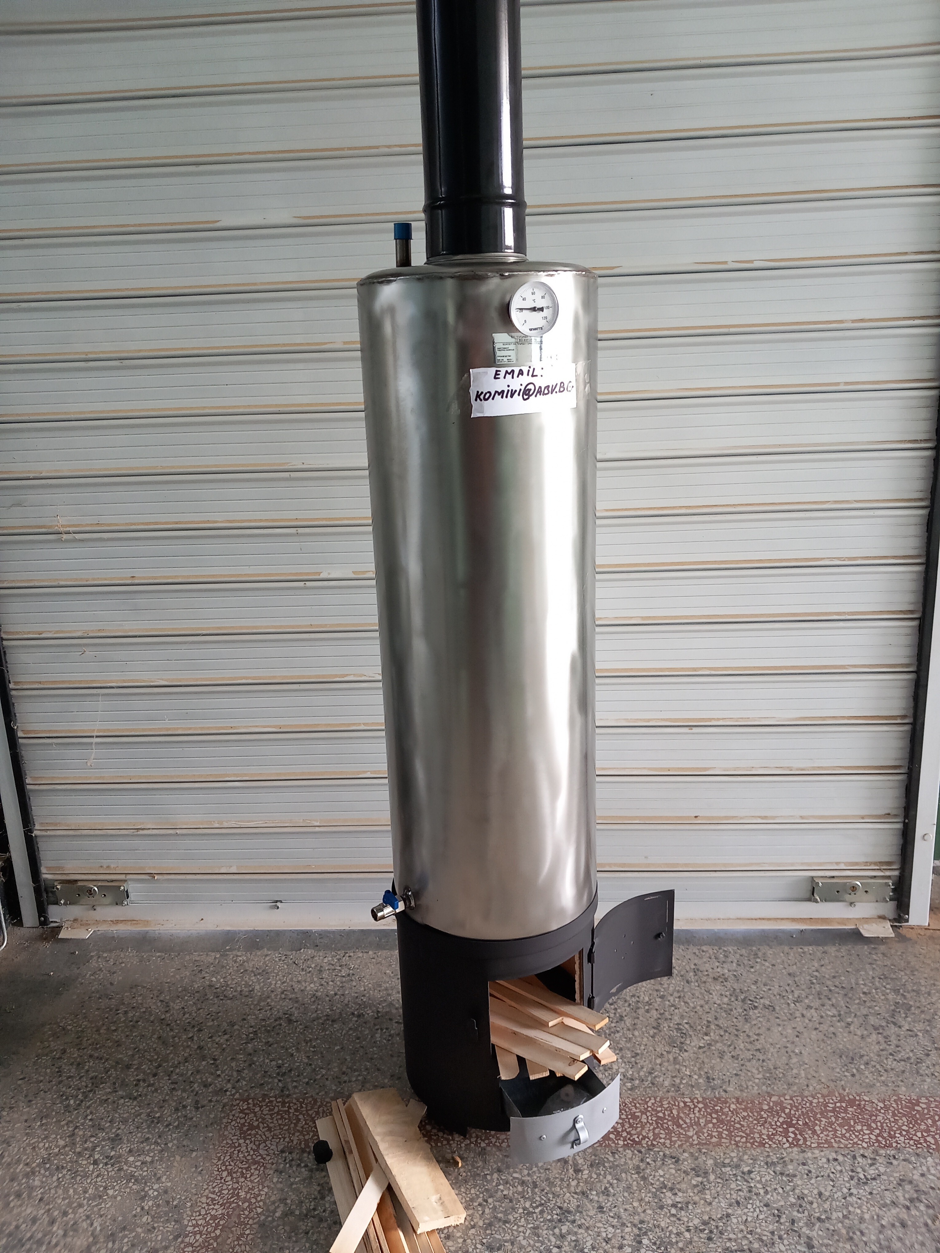 Holz Badeofen Boiler für Warmwasser 80 Liter Holz Badeofen EDELSTAHL Wasser Heizung