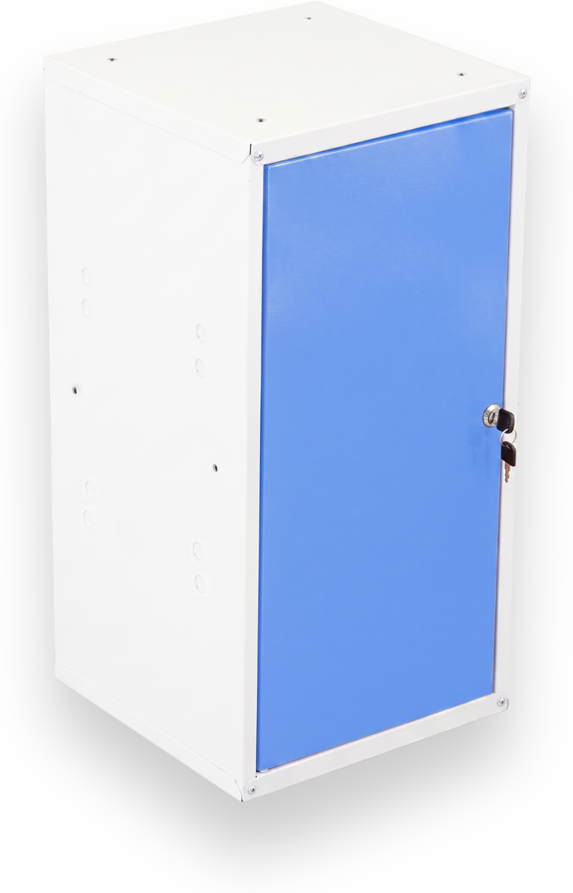 B2B Partner Einzelschließfach aus Metall, 700 x 350 x 350 mm, Zylinderschloss, blaue Türen