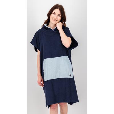 Poncho DEPROC ACTIVE "Badeponcho PARLEE BEACH", Damen, Gr. S (36/38), blau (dunkelblau), 100% Baumwolle Walkfrottier, bequem hüftbedeckend, Jacken Poncho, Badeponcho mit großer Kängurutasche und Innentasche