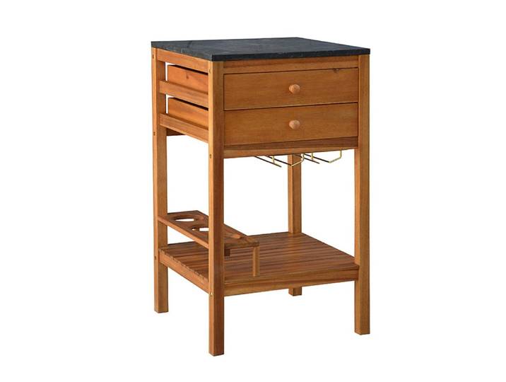 Dehner Outdoor-Küche Southampton Schrank, mit Schubladen, 50 x 50 x 90 cm, hochwertig mit polierte Granitplatte, FSC®-zertifiziertes Akazienholz