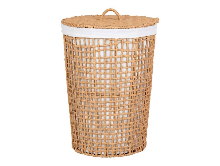 Wäschekorb, Weiß, Hellbraun, Kunststoff, Papier, 10 l, rund, 42x56x42 cm, Haushalt & Reinigung, Wäschepflege, Wäschekörbe & Wäschetonnen
