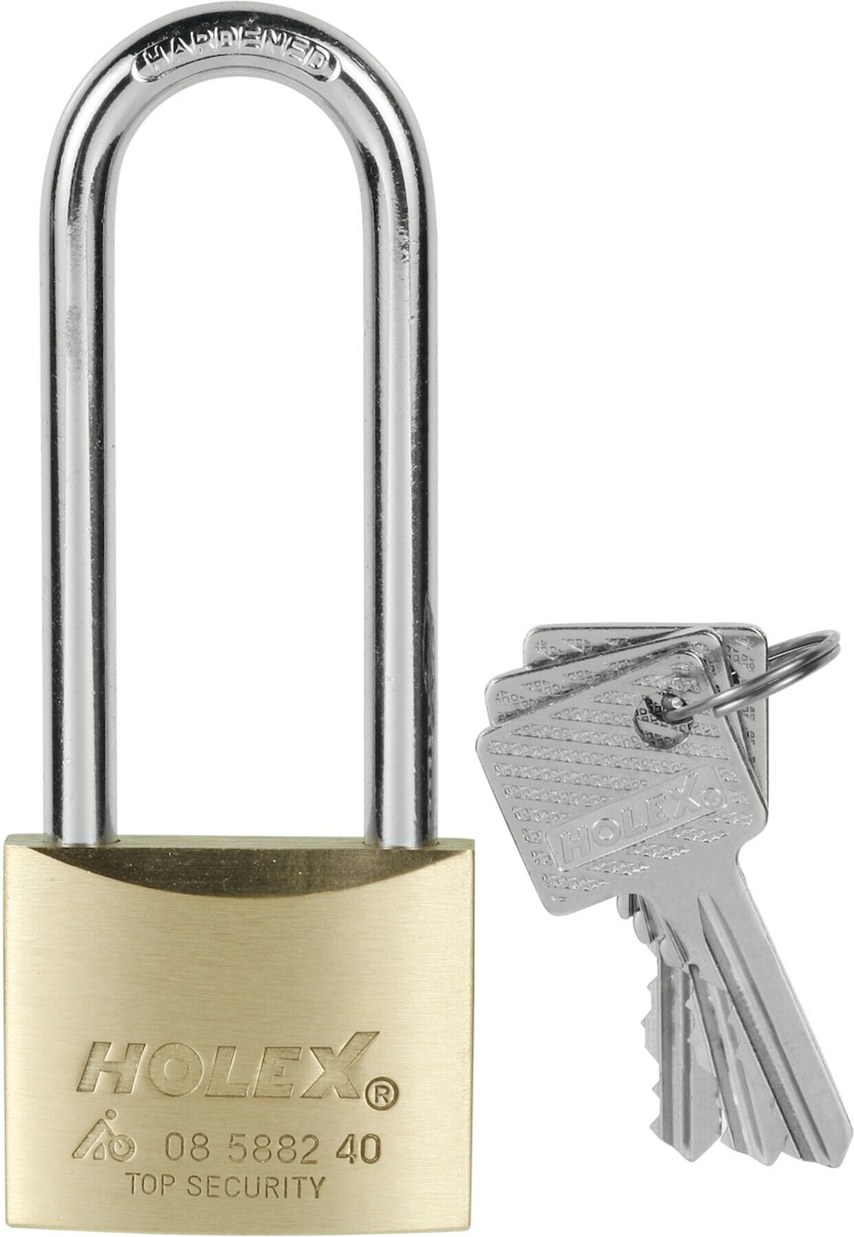 HOLEX Zylinderschloss mit hohem Bügel verschiedenschließend Messing 40 mm (085882 40)