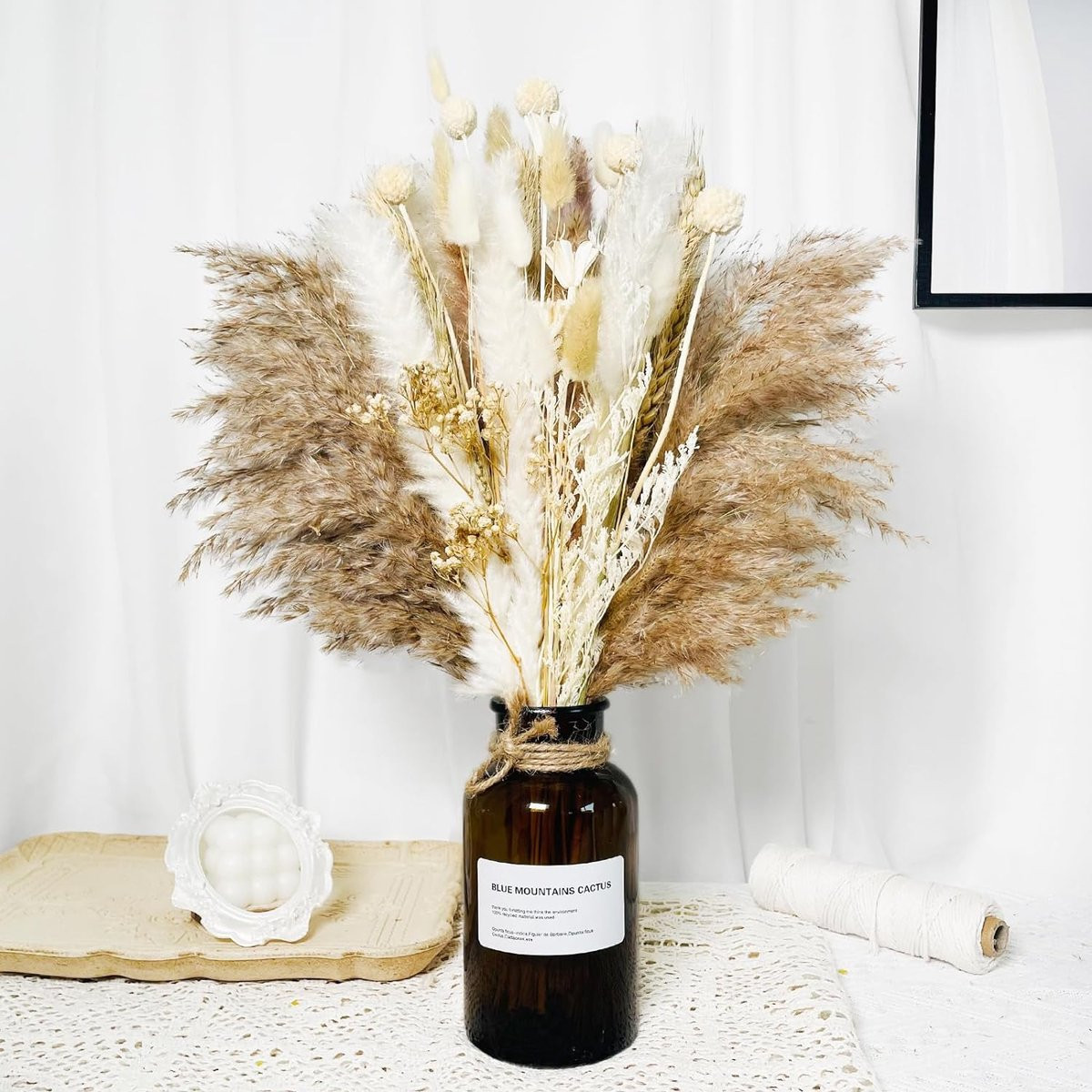 77 stuks Natuurlijk Gedroogd Pampas Gras Boeket voor Boho Decoratie