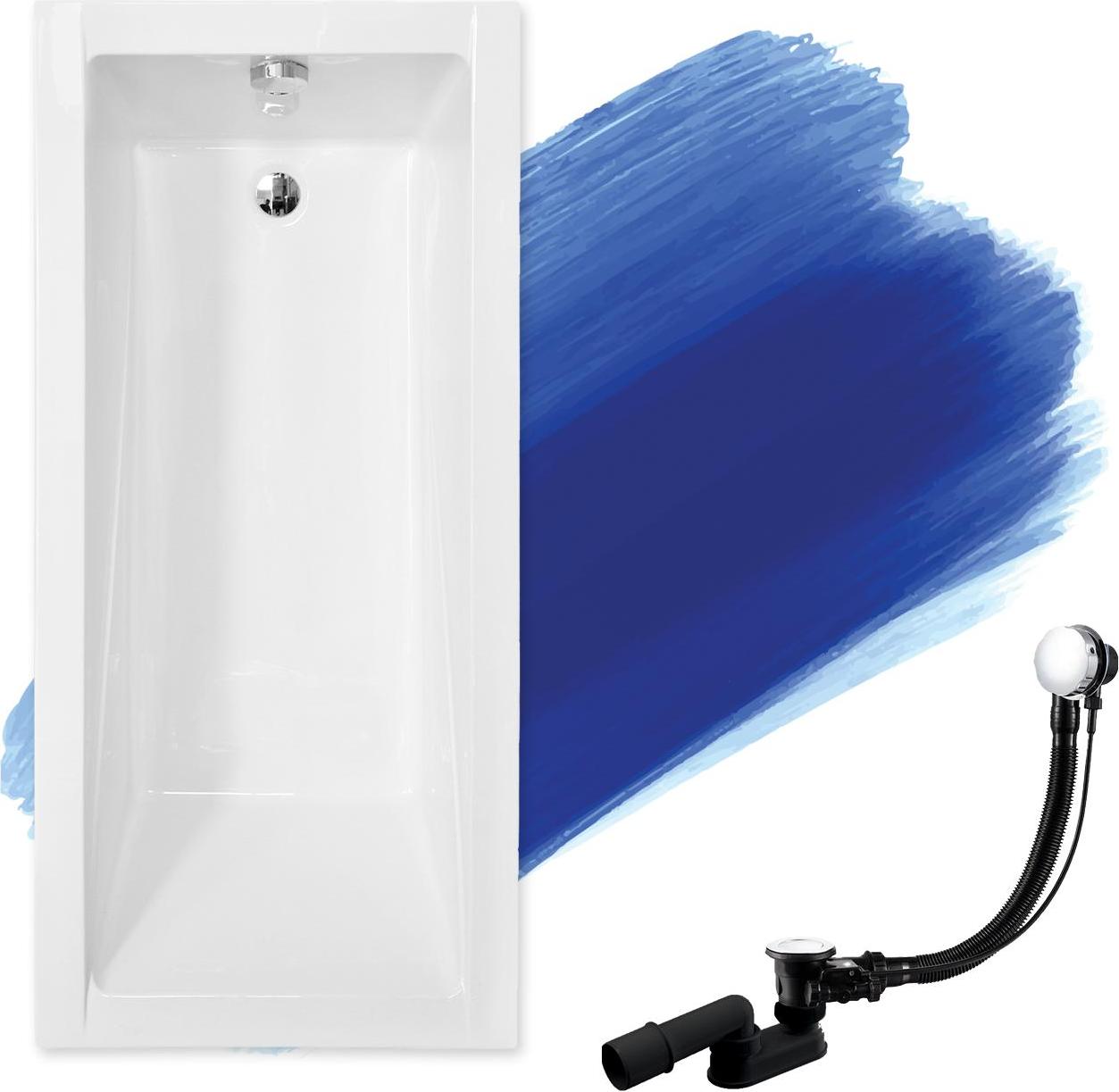 BADLAND Badewanne Rechteck Modern SLIM 180x80 Rand 15mm mit Ablaufgarnitur und Füßen GRATIS ohne Verkleidung