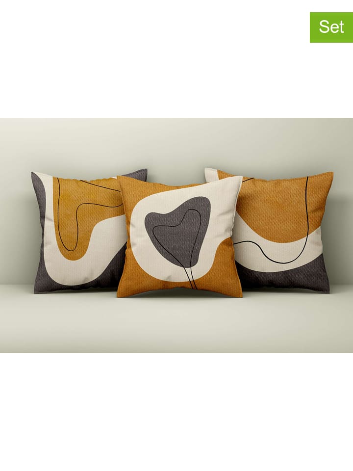 Wallity 3er-Set: Kissenhüllen in Beige/ Hellbraun/ Grau - onesize