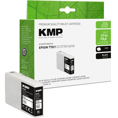 KMP E133 Tintenpatrone schwarz kompatibel mit Epson T7021
