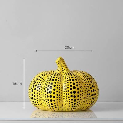 Uplift Essentials Yellow Wave Point Art Animal Figurines Funny Owl, Pumpkin & Bird Statues For Modern Home & Desktop Decor pumpkin d
