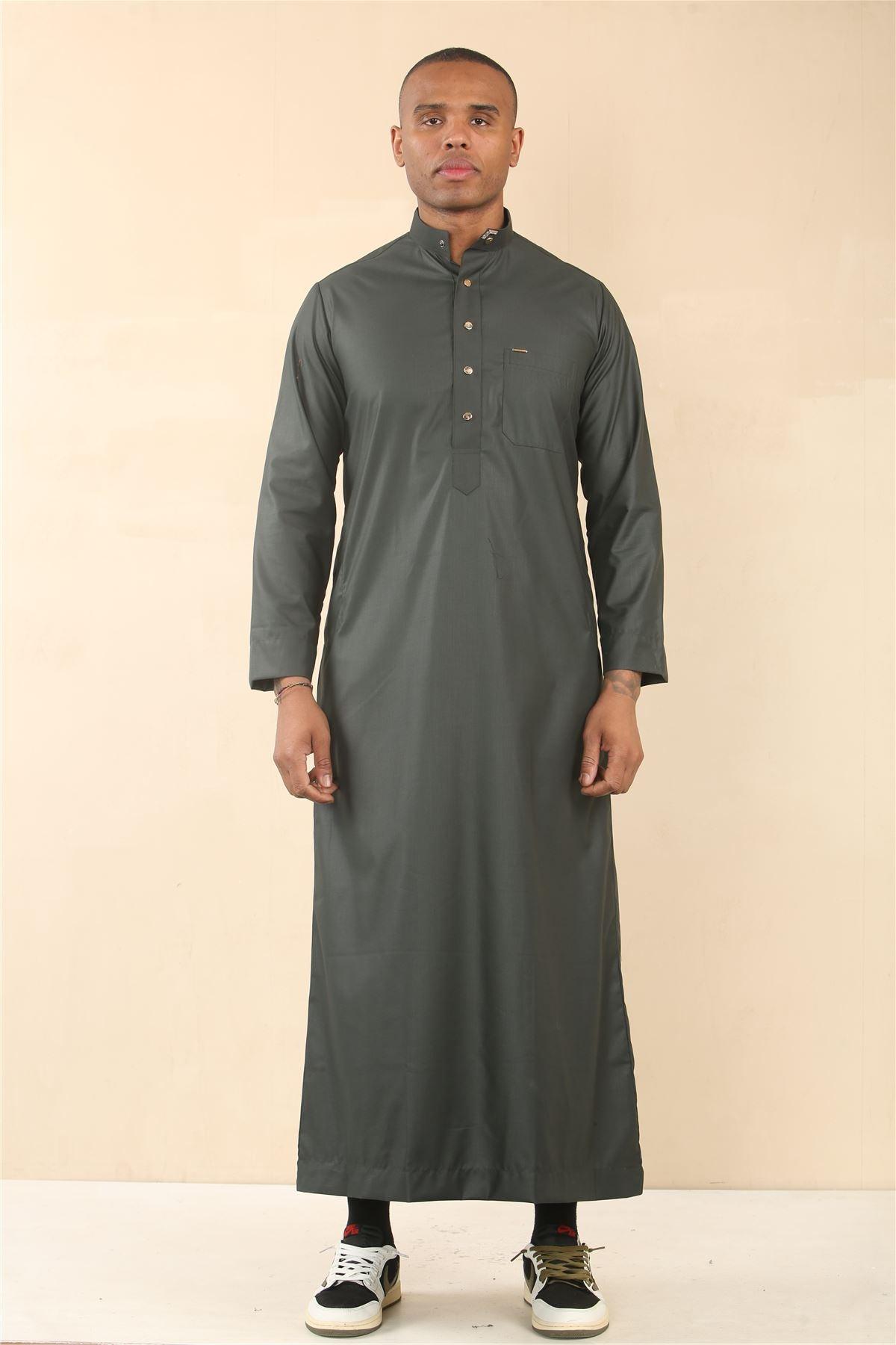 Groene Thobe voor heren, Arabische kleding uit Saoedi-Arabië, islamitische kleding, Jubba-gewaad