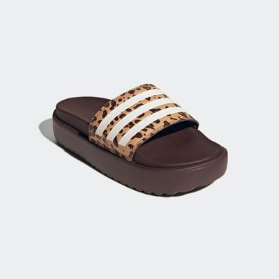 Badesandale ADIDAS SPORTSWEAR "PLATFORM ADILETTE", Damen, Gr. 40,5, weiß (shadow braun, ftwr weiß, magic beige), Synthetik, Schuhe Pantolette, Badelatschen