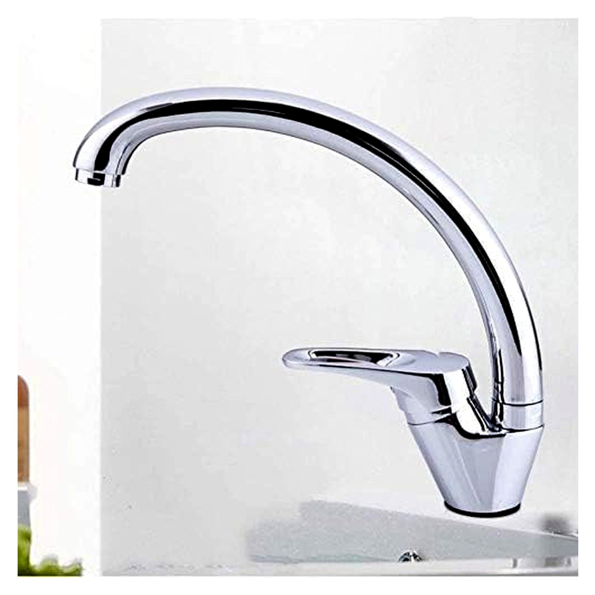 Küchenarmatur und Wasserhahn, Badarmatur, Waschtischmischer und Spültischarmatur aus Chrom mit Wasserfallauslauf und Messingmischer