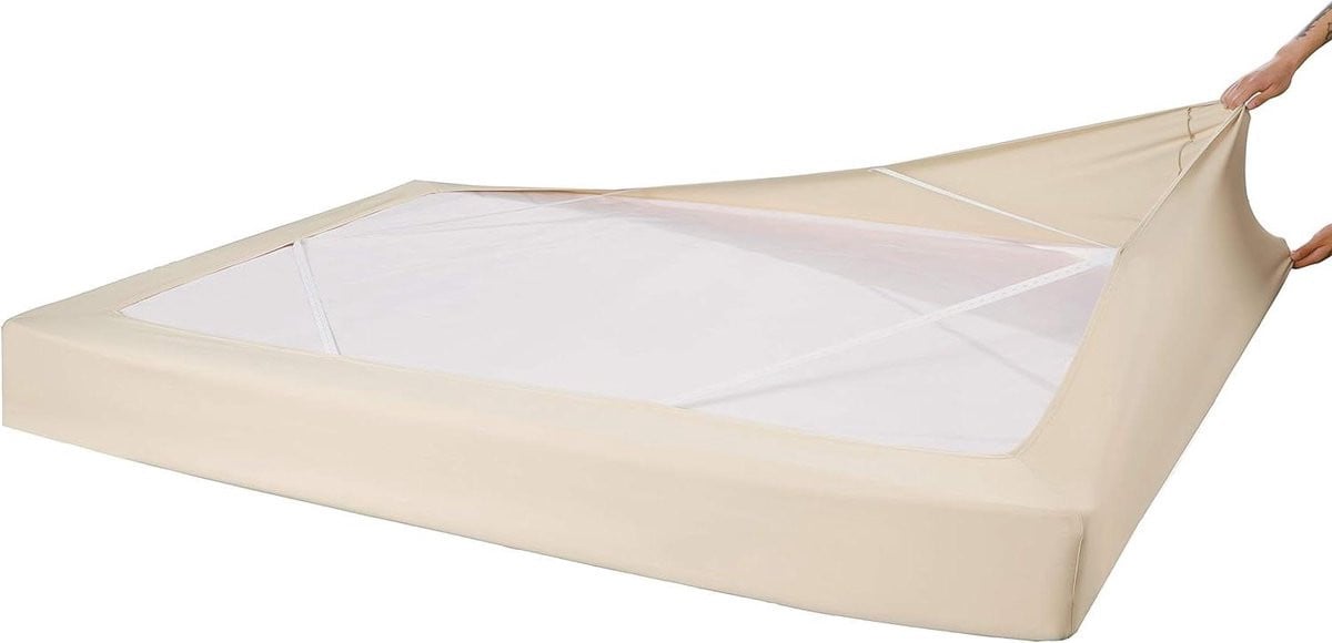 Beige Boxspringhoes - Elastische Jersey Bedrok Alternatief voor Queen Bed - 12 Inch Diepte