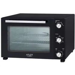 Adler AD 6026 Elektrobackofen 48 L mit Umluft Timer und Drehspieß Schwarz