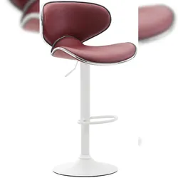 Décoshop26 - Barhocker x1 moderne Sitzfläche mit geschwungenen Linien aus bordeauxrotem PVC weißes Metall-Trompetenfußgestell 10_0005672