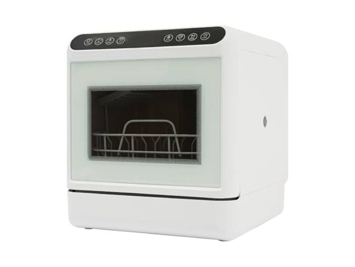 Tischgeschirrspüler Mini Geschirrspüler mit 6L integriertem Wassertank – ohne Wasseranschluss – kompakte Spülmaschine für 4-6 Gedecke – 4 Reinigungsprogramme – Heißlufttrocknung 1100W – 360° Sprüharme