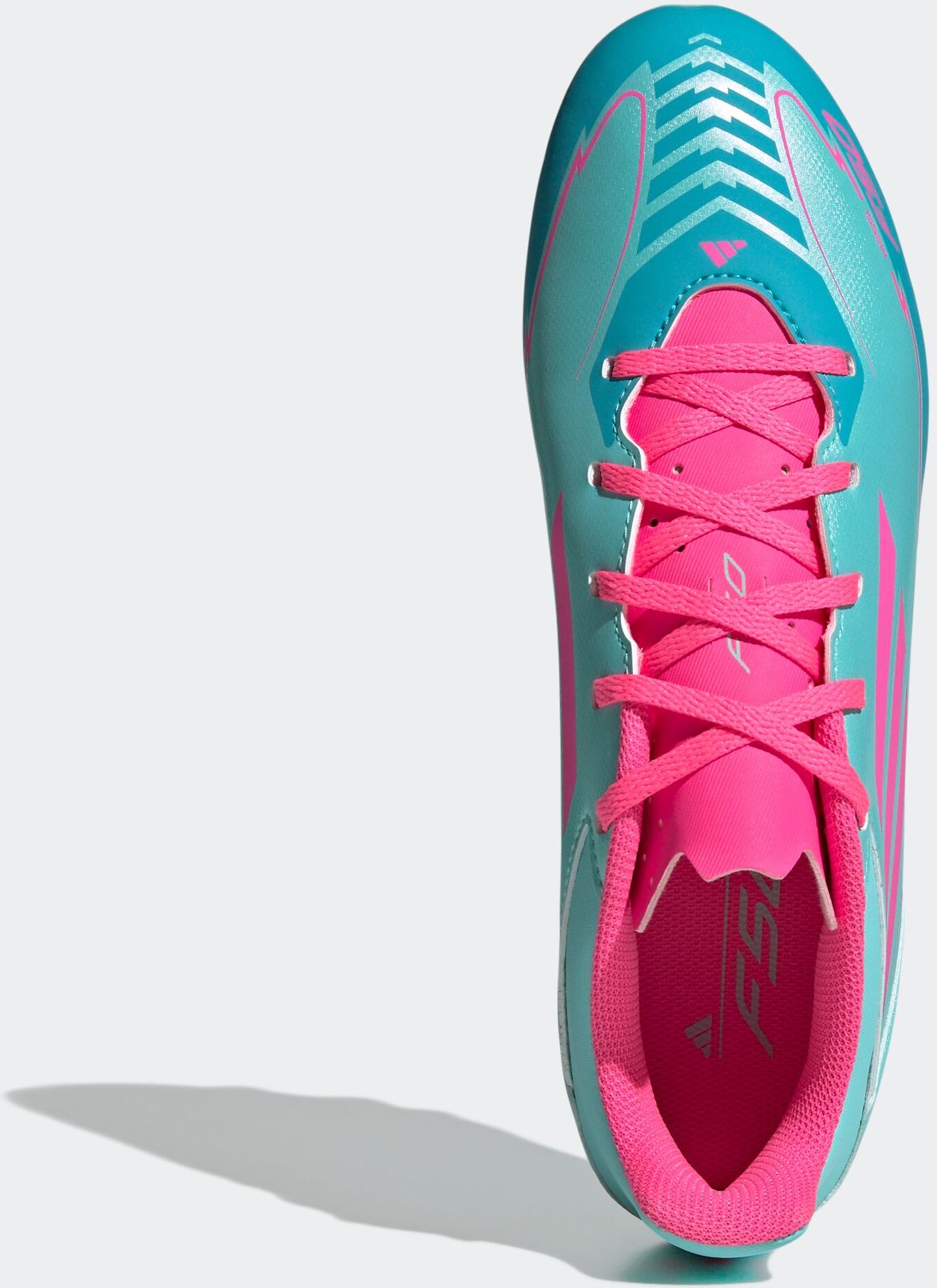 Fussballschuh ADIDAS PERFORMANCE "F50 CLUB MESSI FG/MG", Gr. 47, rosa (flash aqua, lucid pink, lucid cyan), Synthetik, Schuhe Fussballschuh, für Rasenplätze flash aqua, lucid pink, lucid cyan 47