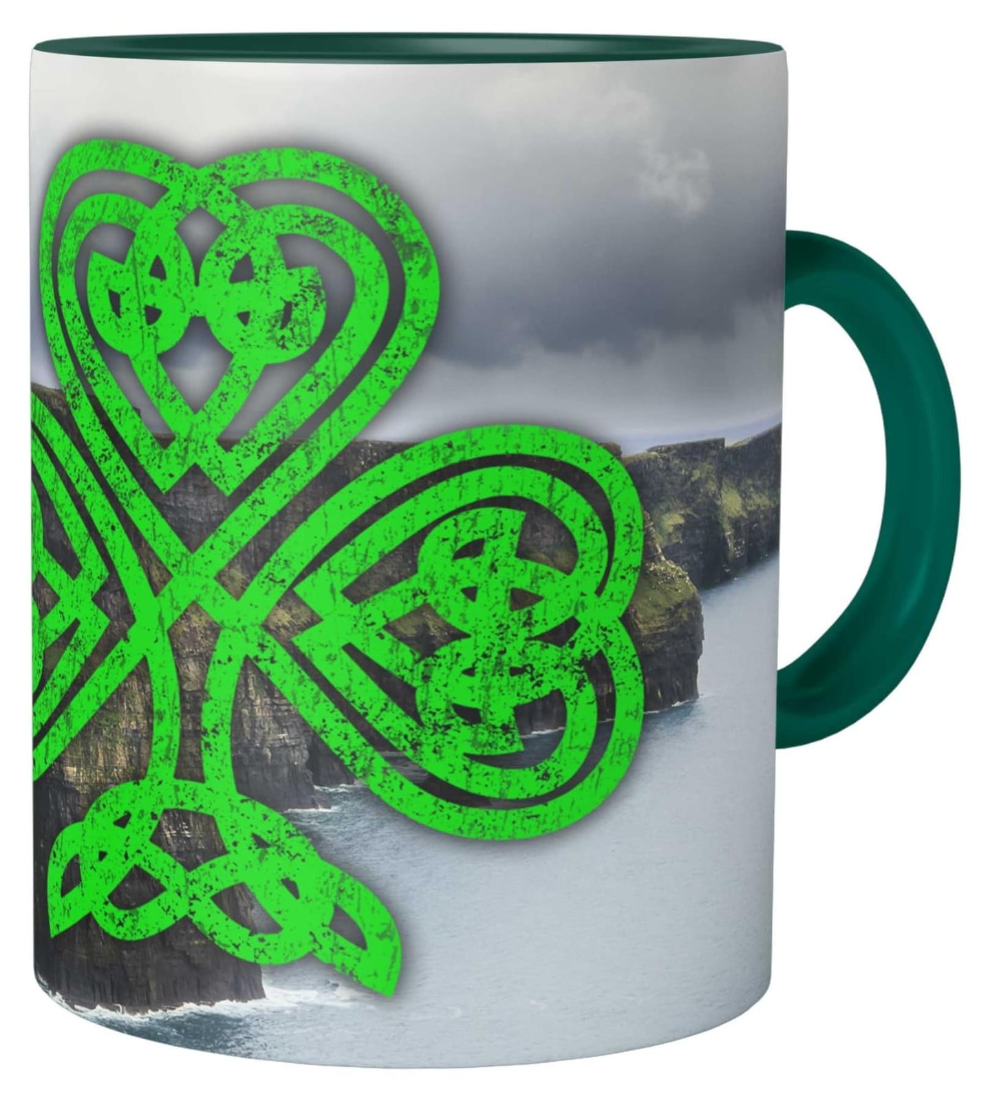 Keramische Koffiemok 330 ml - Groene Shamrock Print