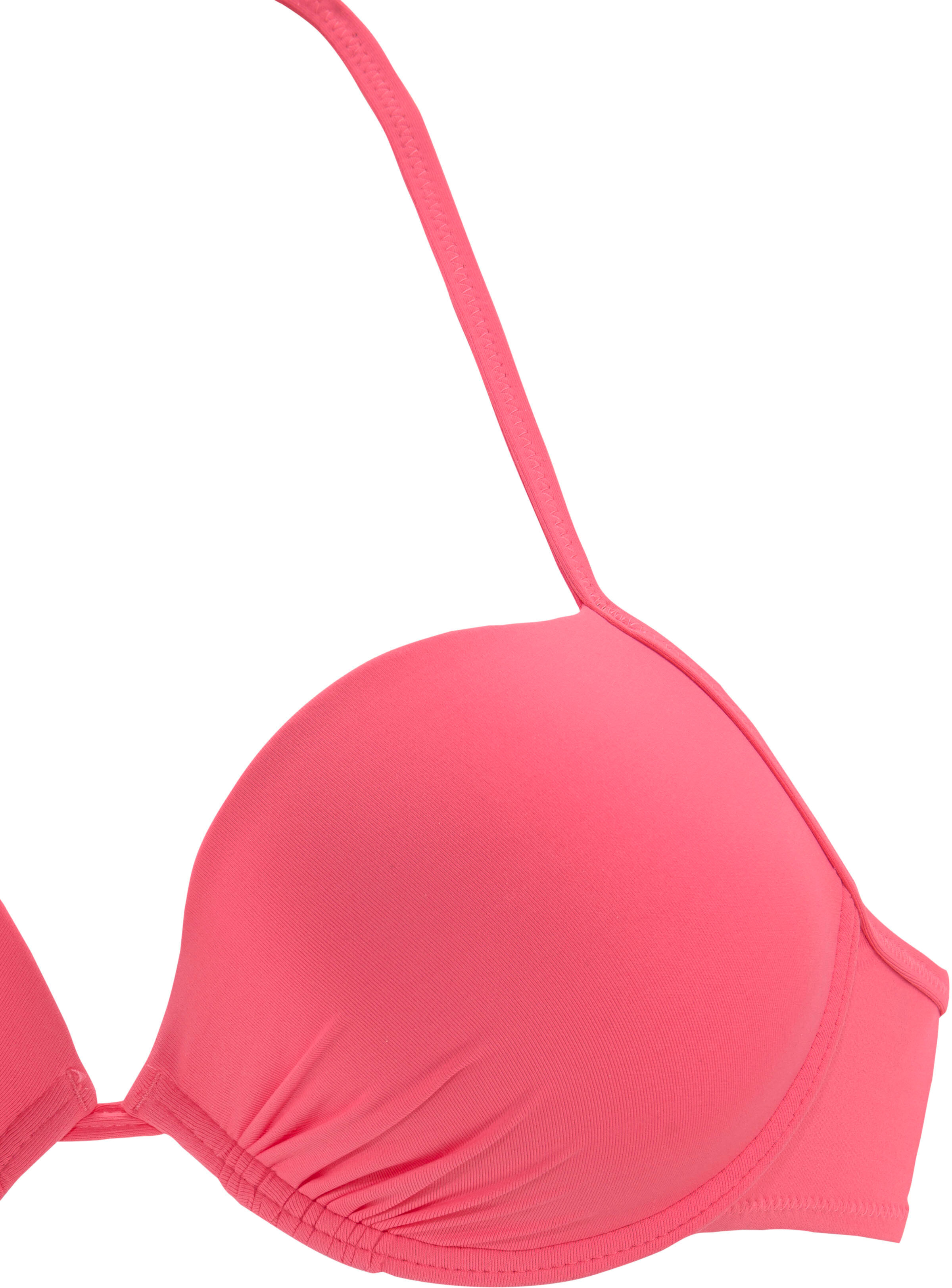 Push-Up-Bikini-Top BUFFALO "Happy", Damen, Gr. 42, Cup D, rosa, Microfaser, Polyamid, unifarben, Bikini-Oberteile Push-Up-Bikini-Top, in mehreren Trendfarben