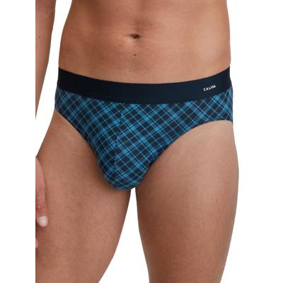 Minislip CALIDA "Cotton Code Design", Damen, Gr. L (52/54), Single Jersey, blau (nordic), Single Jersey, Obermaterial: 94% Baumwolle, 6% Elasthan, eng, Unterhosen, breiter Bund, mit Druck, eng, kurz, mit Logo, Baumwollmix