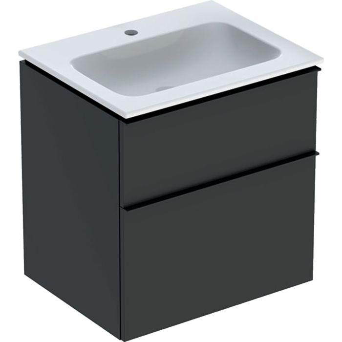 Geberit iCon Möbel-Waschtischset 502331JK1 60x63x48cm, weiß/KeraTect, Korpus/Front/Griff lava matt