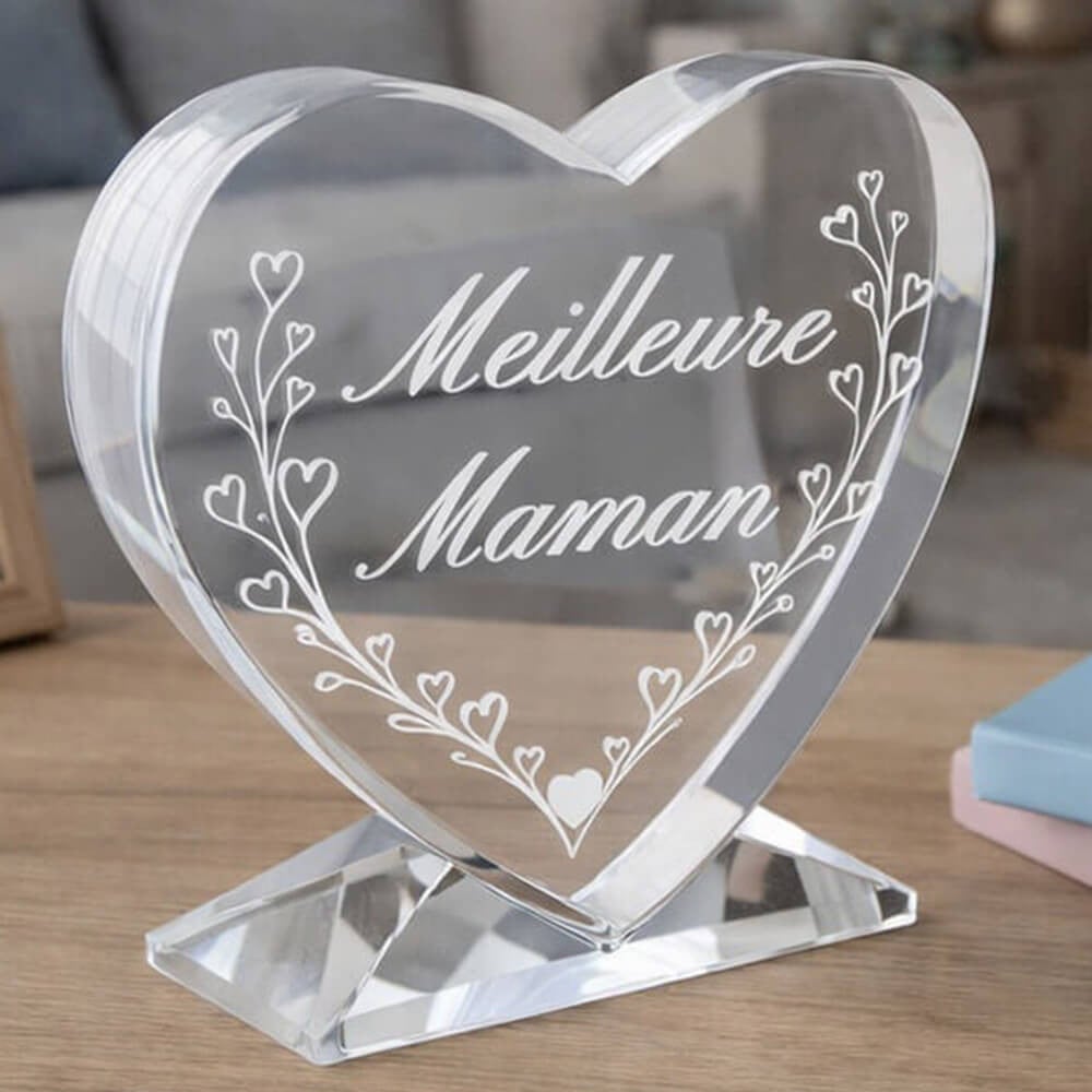 Ocadeau Coeur verre maman gravé
