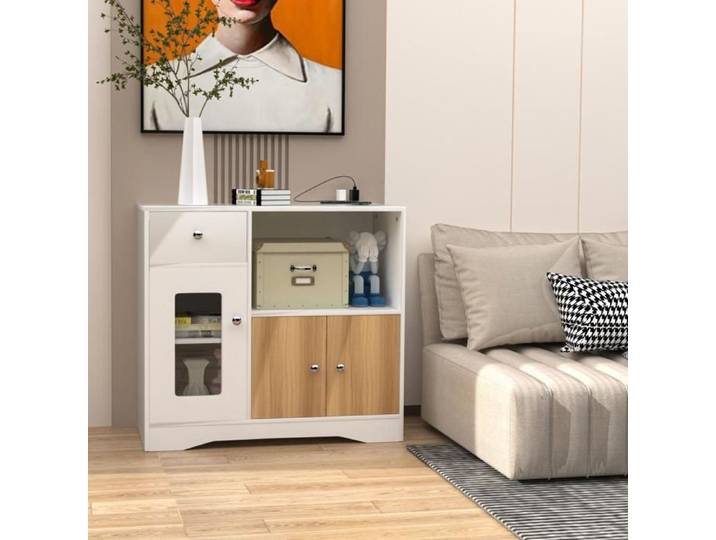 SUPFINE Meuble Micro Onde Buffet Cuisine avec Placard Tiroir étagère Réglable Meuble Cuisine Rangement 83 × 40 × 80 cm