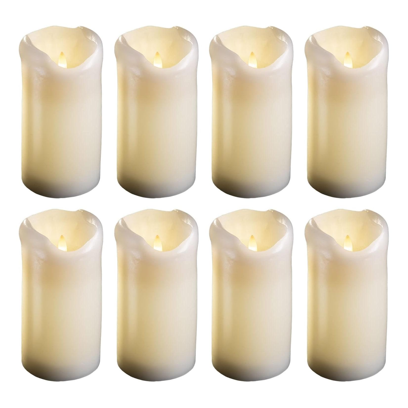 8X große LED Stumpenkerze mit Timer - 7 ,5cm Durchmesser 15cm Höhe - 2 AA Batterien nötig LED Echtwachskerze mit Flackereffekt flammenlose Stumpenkerze - LED Kerze groß Weihnachtsbeleuchtung