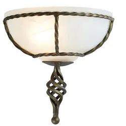 Wandleuchte Lampe Handgeschmiedetes Eisen Glas Schwarzes Gold B 26 cm