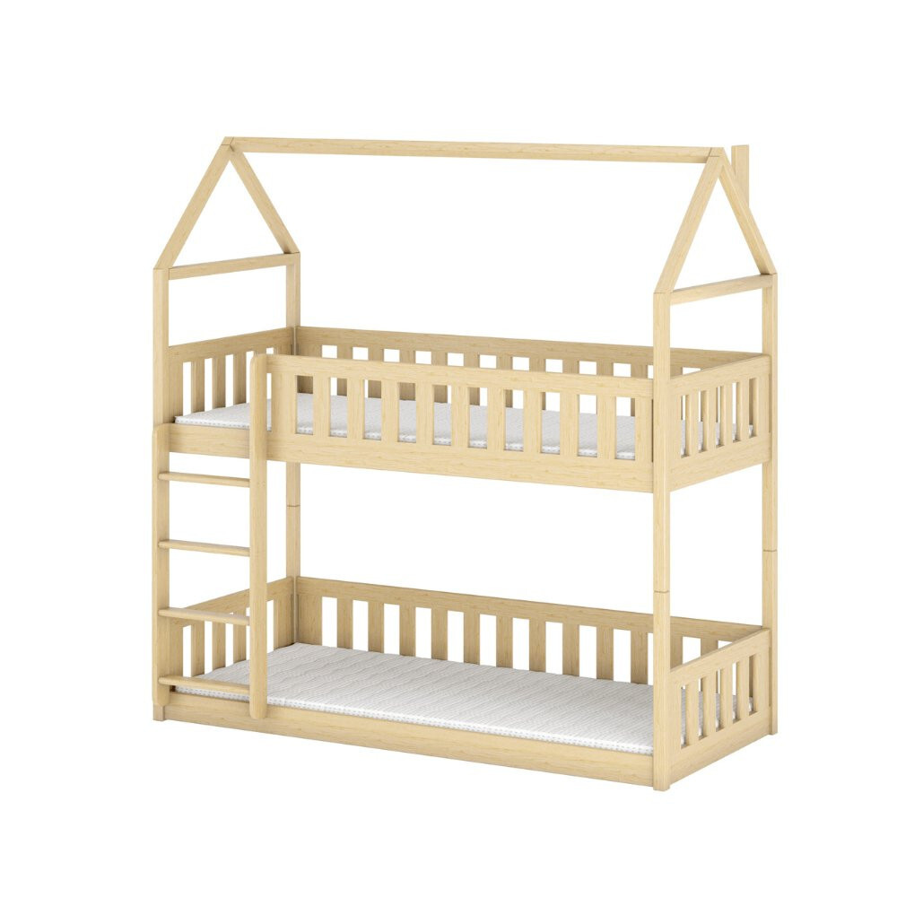 Kinderzimmer-Etagenbett LUDGARDA - 90x200, Kiefernholz
