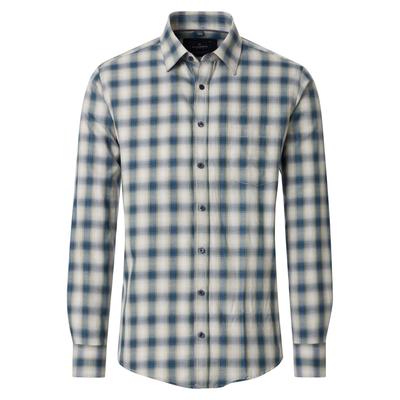 Langarmhemd CASAMODA "CASAMODA Freizeithemd Langarm kariert", Herren, Gr. XXL, Normalgrößen, beige, 100% Baumwolle, kariert, comfort fit, Hemden