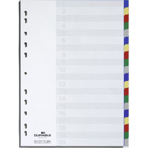 Durable Kunststoff-Register, A4, PP, 20-teilig