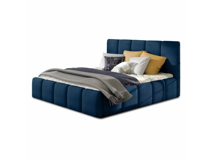 Lit coffre 140x200 sommier inclus bleu nuit