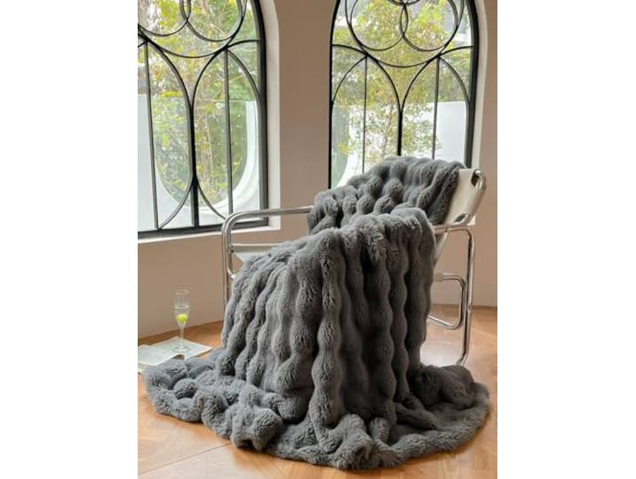 BICI Bubble Decke Fellimitat Decke Kuscheldecke Flauschig Flauschige Decke Fluffy Blanket Bubble Decke FüR Bett Sofa Kuscheldecke Casual Decke (Grau,200 * 230cm), ZSM-240112-1