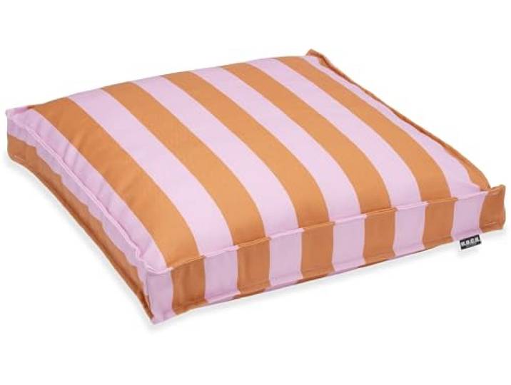 H.O.C.K. Riviera Stripe Outdoor Sitzkissen – Wetterfeste Stuhlkissen mit Blockstreifen – UV-Beständig, Wasser- & Schmutzabweisend – Handmade in Germany (Cognac Flieder, 50x50x5cm)