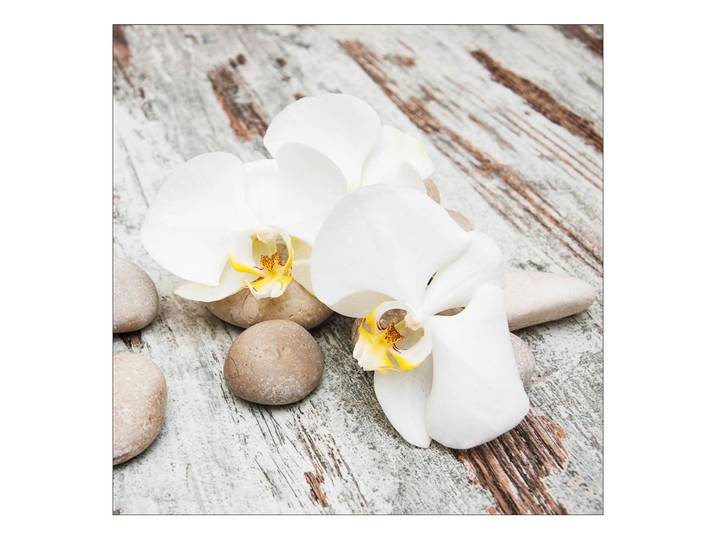 Floatglasbild White & Yellow Flowers II Floatglas Multicolor 30 x 30cm