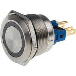 RS PRO Switch Pushbutton Stainless White ring, Schalter + Taster, Weiss