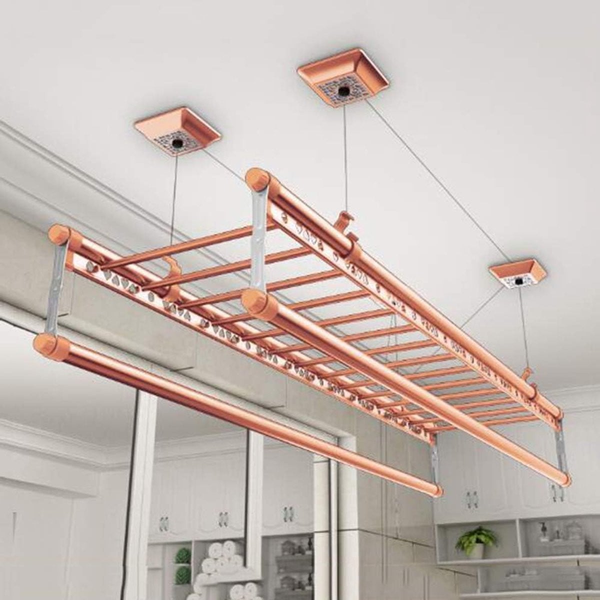 Aluminium Plafond Droger Rack met 4-Stang Katrol Systeem - 150 cm - Ruimtebesparend Kleding Droogrek