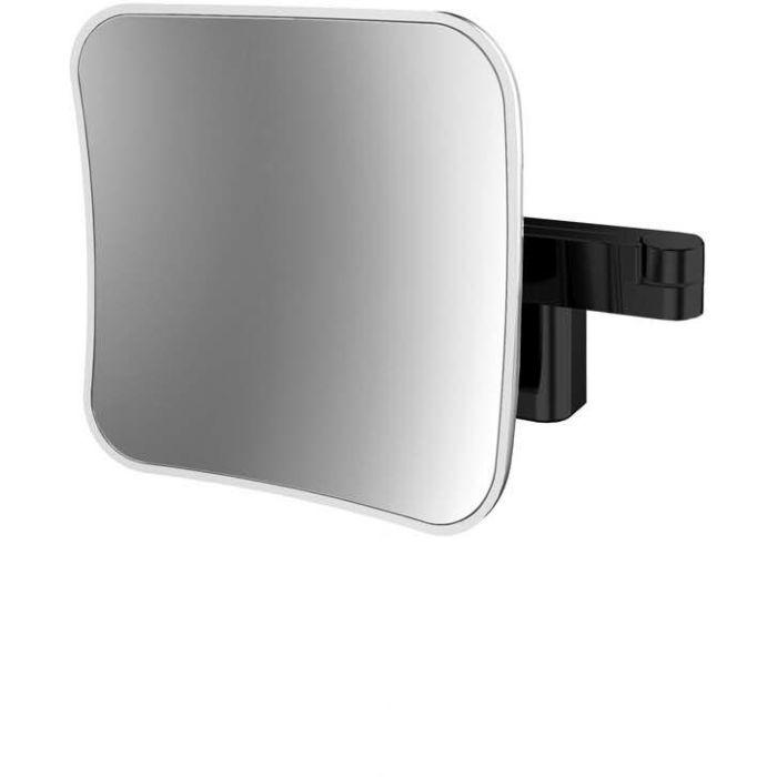 Emco evo LED-Rasier-/Kosmetikspiegel 109513352 schwarz, Vergrößerung 5-fach, 209 mm, 2-armig, eckig, lightsystem