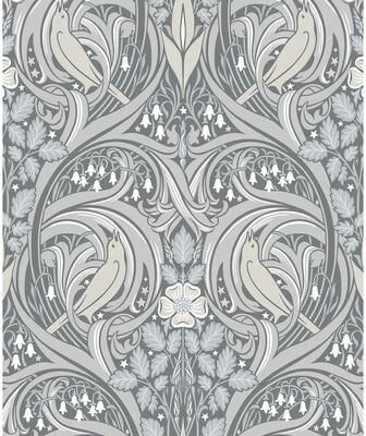 Seabrook Designs Bird Scroll Nonwoven Unpasted Wallpaper
