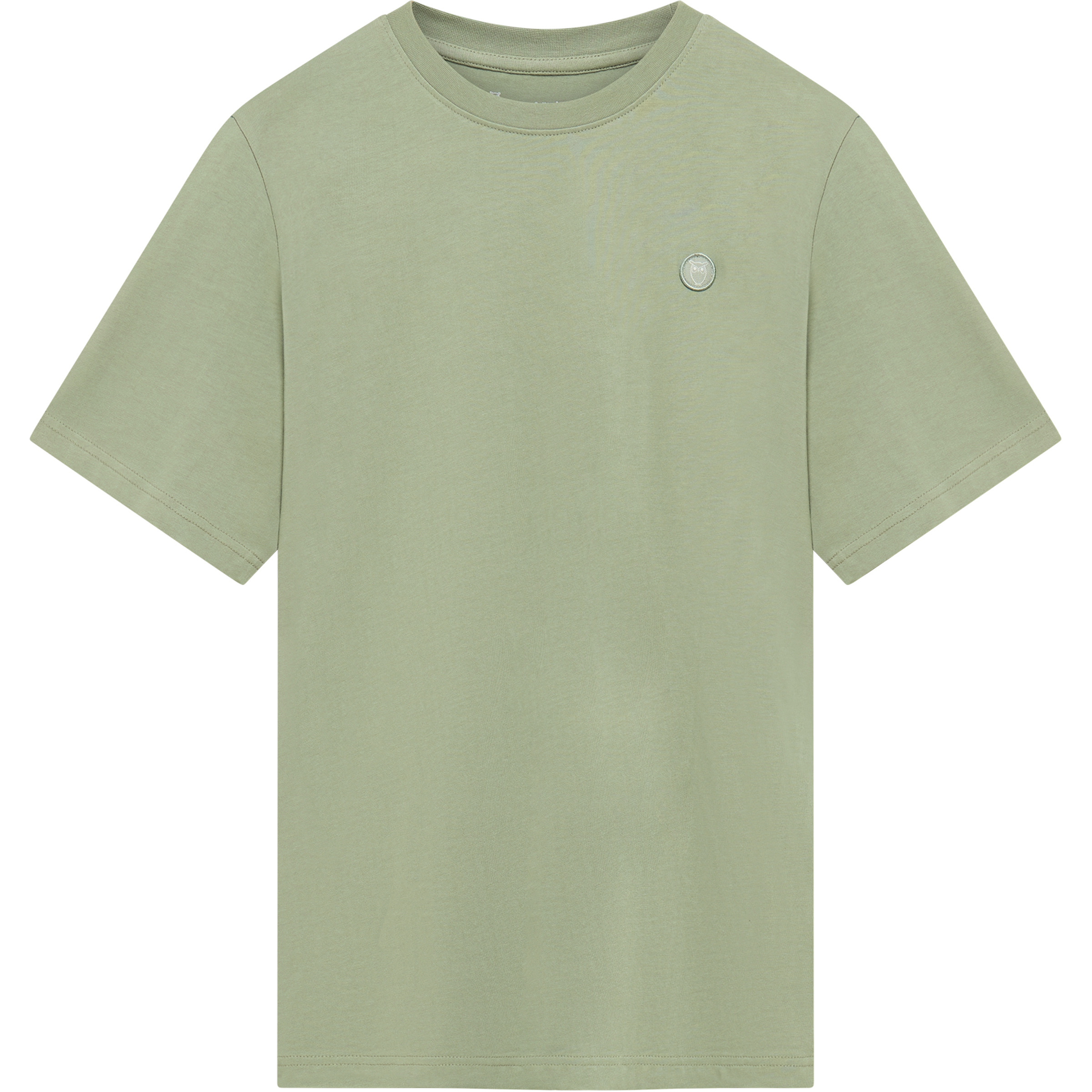 KnowledgeCotton Apparel Loke Badge Herren T-Shirts gruen Größe S Lifestyle Hautfreundlich