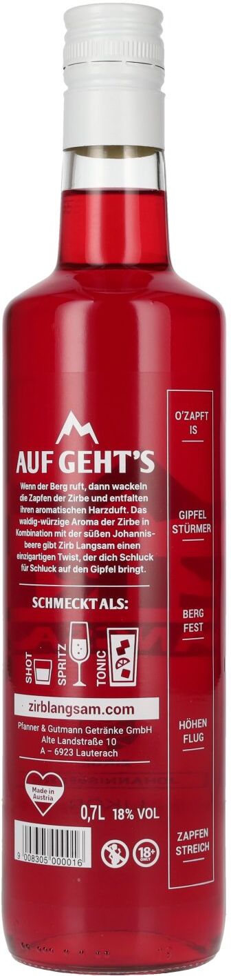 ZIRB LANGSAM Zirbe Johannisbeere Likör 18% Vol. 0,7l