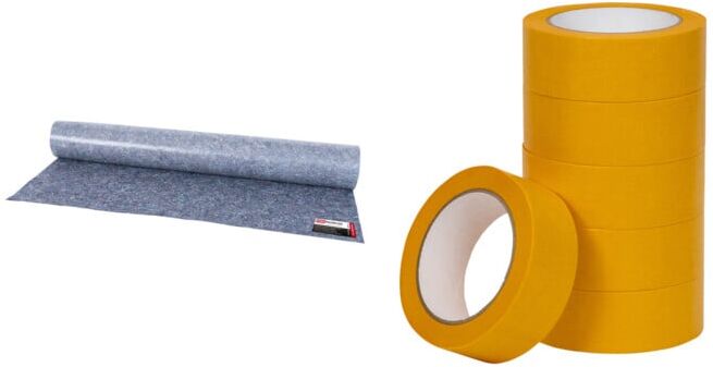 Set STIER Malervlies, Breite 1 m x Länge 50 m, Gewicht 220 g/m² + STIER Goldband, Länge 50m Breite 38mm