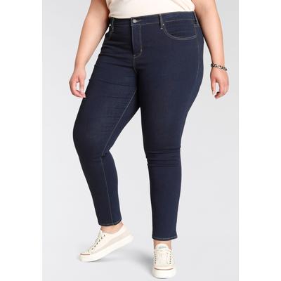 Skinny-fit-Jeans LEVI'S PLUS "311 PL SHAPING SKINNY *D", Damen, Gr. 18 (50), Länge 30, blau (rinsed), Denim/Jeans, Obermaterial: 80% Baumwolle, 19% Polyester, 1% Elasthan, skinny fit knöchellang, Jeans, figurformend mit Stretch