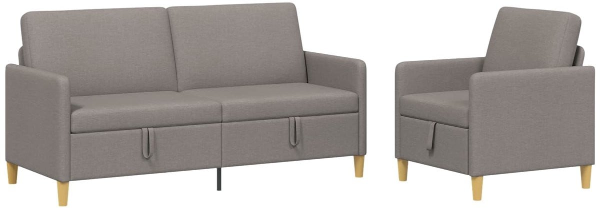vidaXL Sofa Set met Opslag, 2 stuks, Taupe, Polyester