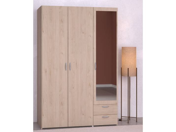 Kleiderschrank PARISOT Daily , braun (eiche), B:120cm H:185cm T:51cm, Holzwerkstoff, Schränke, Kleiderschrank, eine Tür mit Spiegel
