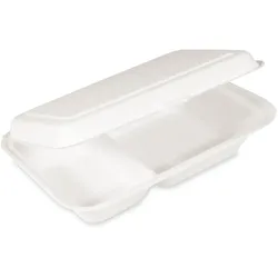 VEPATIM 250x Bio Menüboxen Lunch-Boxen 2-geteilt aus Zuckerrohr Bagasse 250x162x63 mm