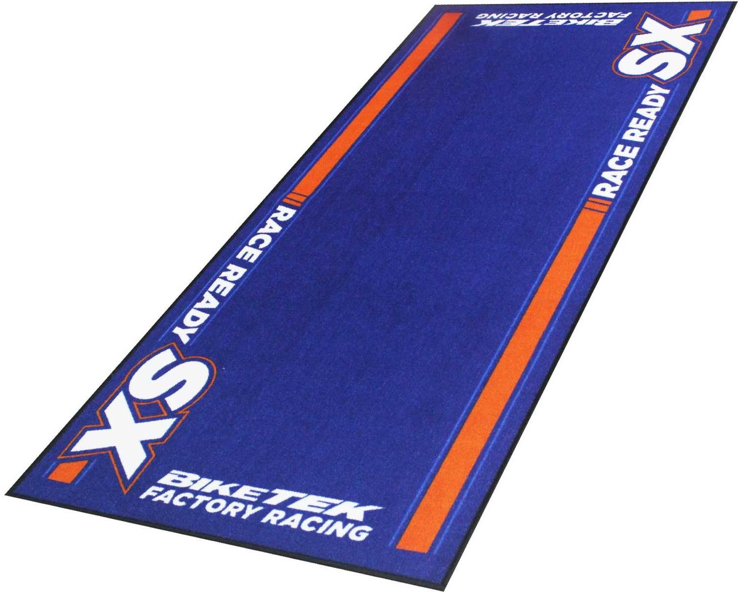 Biker Outfit Motorradteppich Race Ready Orange Blue SX Werkstatt Garagenmatte