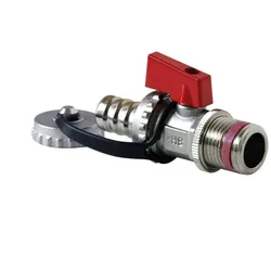 KFE-Kugelhahn Kessel Füll- und Entleerungshahn 81403015 1/2", selbstdichtend, Flügelgriff rot, vernickelt