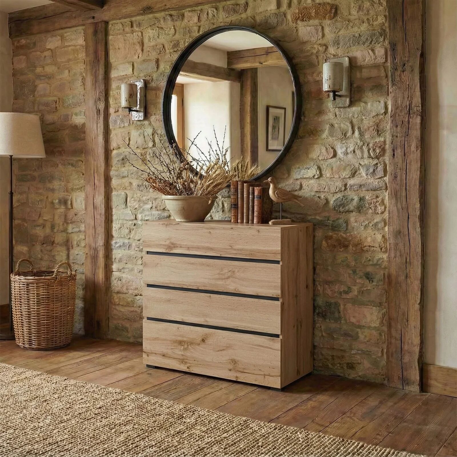 garneroarredamenti Cassettiera 80x85h cm 4 cassetti rovere Lolla