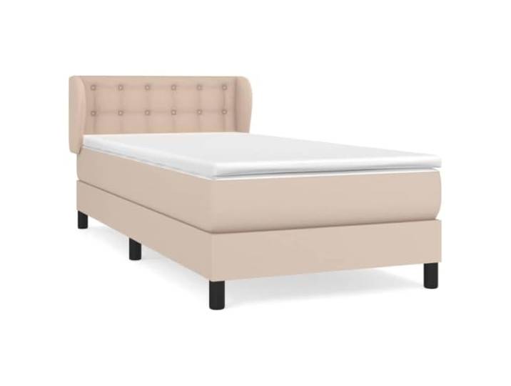 Makastle Boxspringbett Cappuccino-Braun 100x200cm Kunstleder Höhenverstellbares Kopfteil