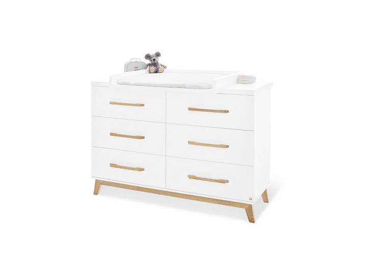 Wickelkommode, Weiß, 140x78x105 cm, Holz, Massiv, Babymöbel, Pinolino
